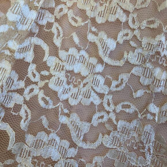 JCPenney Vintage 80s Lace Slip Dress Drop Waist Bias Cut Handkerchief Hem Peach - Picture 12 of 16